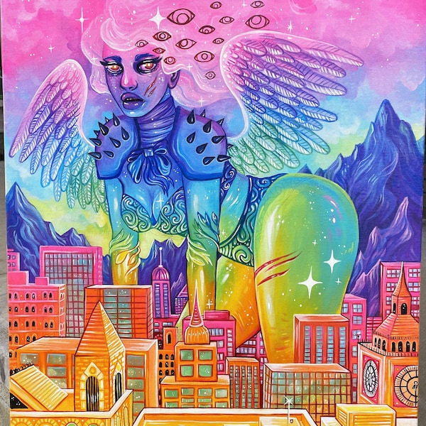 City Angel - Acrylic Painting