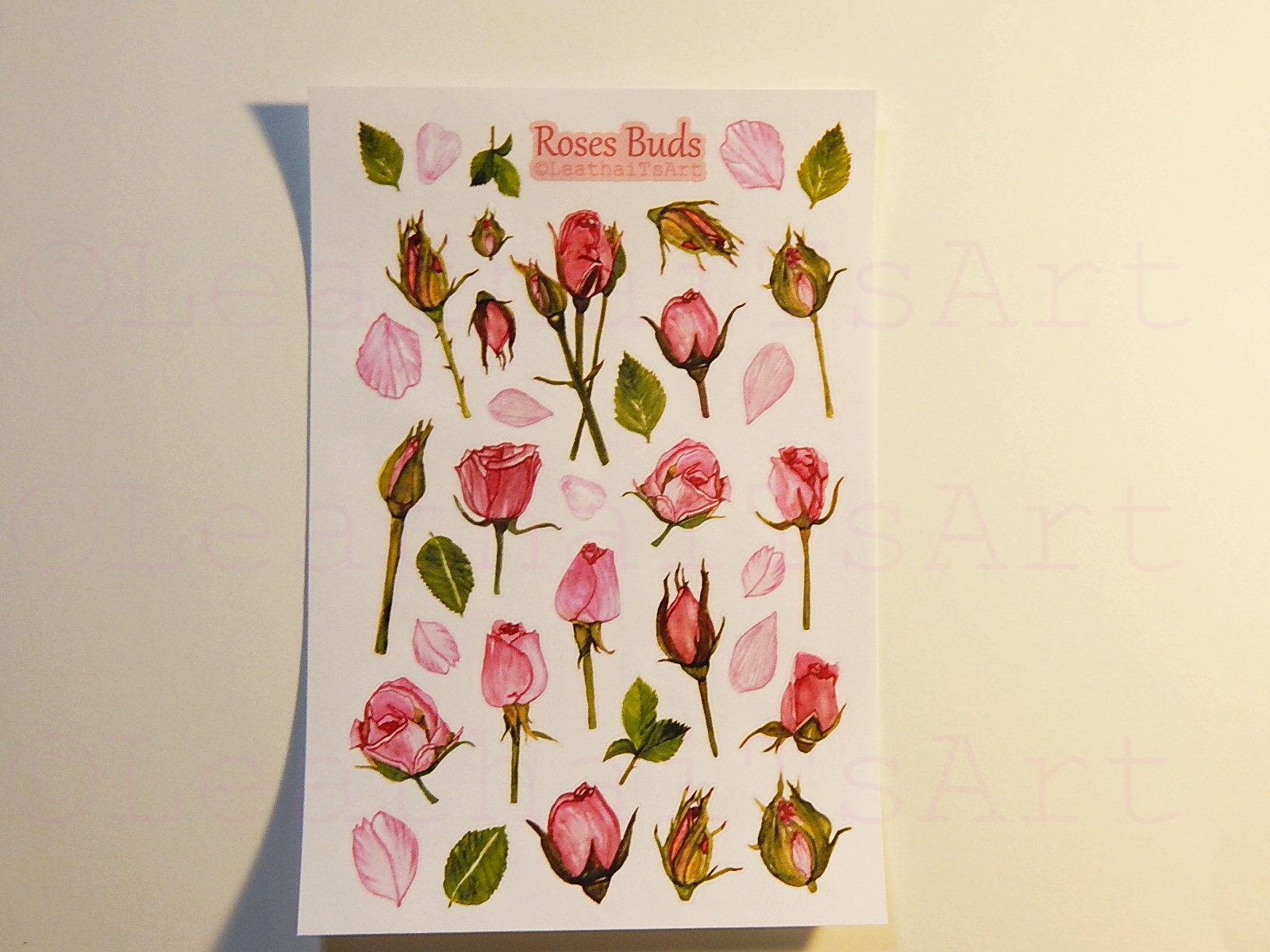 Pink Roses Stickers Rosebuds Sticker Sheet Rosebud Stickers Vintage ...