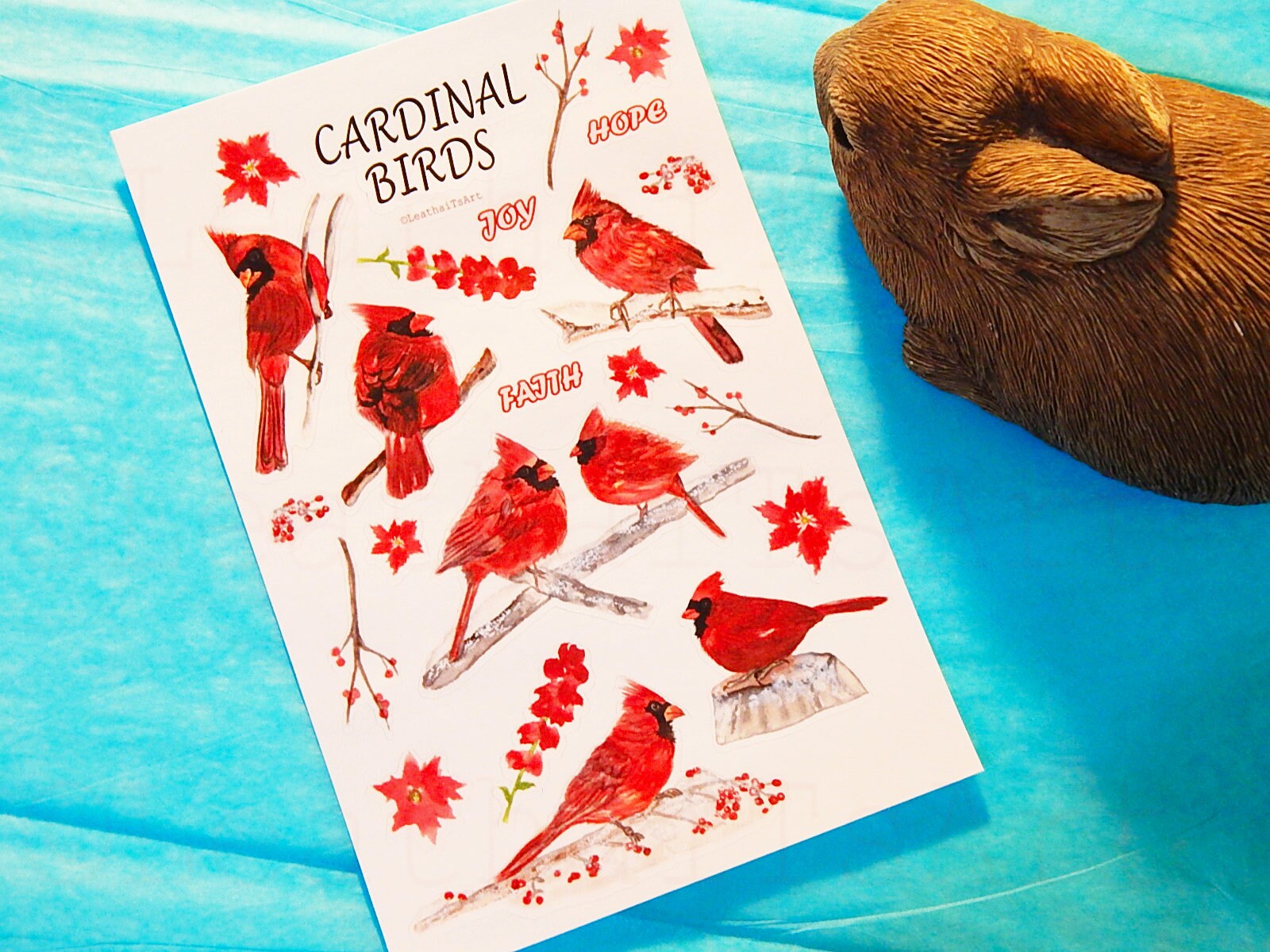 Cardinal Bird Watercolor Stickers: Winter Birds Planner Stickers ...