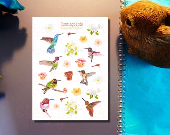 Colibríes y Miel Amor Pegatinas Acuarela Colibrí Pegatinas Colibrí Pegatinas Planificador Pegatinas Scrapbook Pegatinas