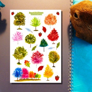Watercolor Tree Stickers: Seasonal Planner Stickers