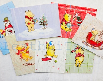 Winnie the Pooh Holiday/Christmas Postcards Ephemera/Randomly Selected/ Mystery Set of 3 Postcards/Junk Journal/ Scrapbook