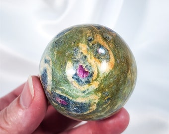 2.0" Ruby Fuchsite Sphere Crystal Ball India 7.4oz (209g)