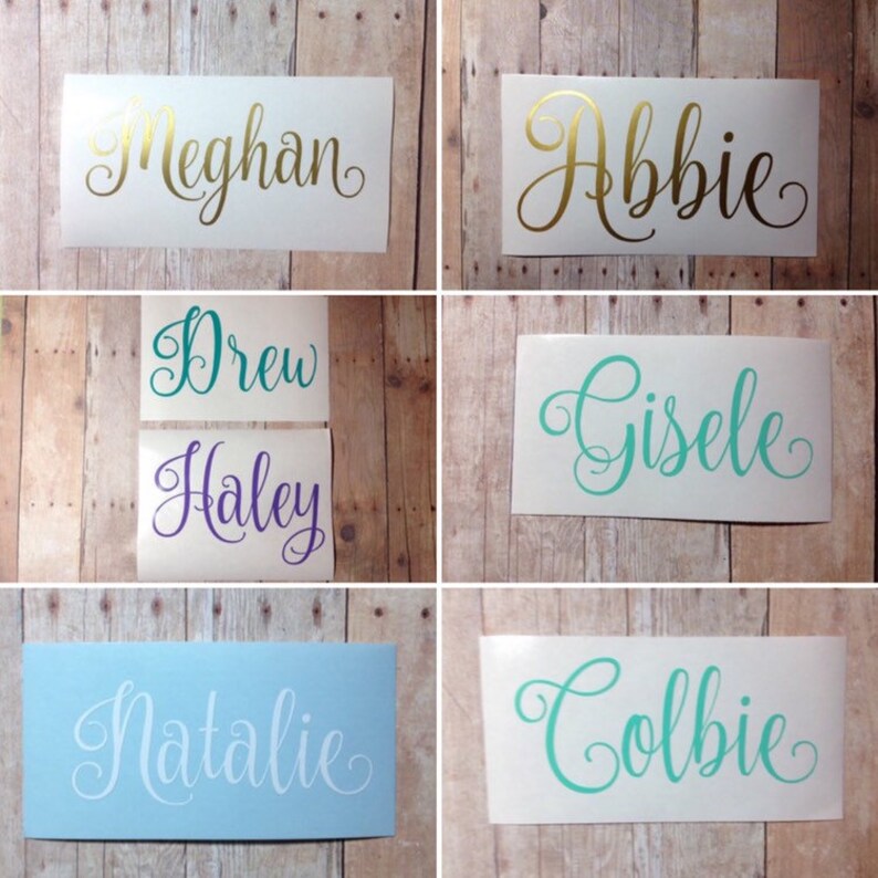 Name in Cursive Script Vinyl Decal Sticker Free Shipping Etsy