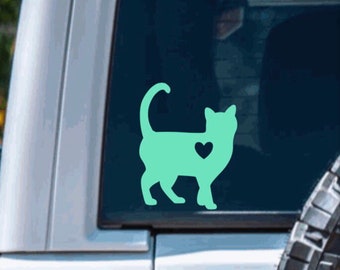 Cat Vinyl Decal Sticker |  cat love sticker for hydro flask, kitty decal for yeti tumbler, cat lover water bottle, tablet, phone, car window