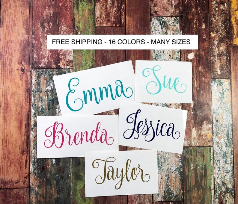 Name in Cursive Script Vinyl Decal Sticker Free Shipping Etsy