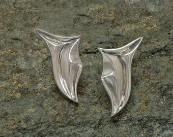 Unusual statement earrings - Pointed spike stud drops - Sterling Silver tactile Mountain Earrings - Nature Jewelry - Adventure - Chunky