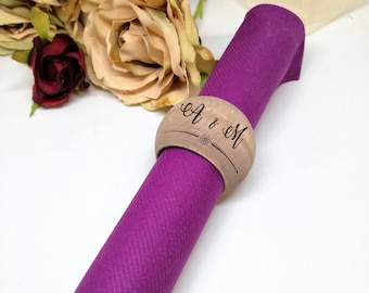 Personalized Wooden Napkin rings. Set of 6 pieces