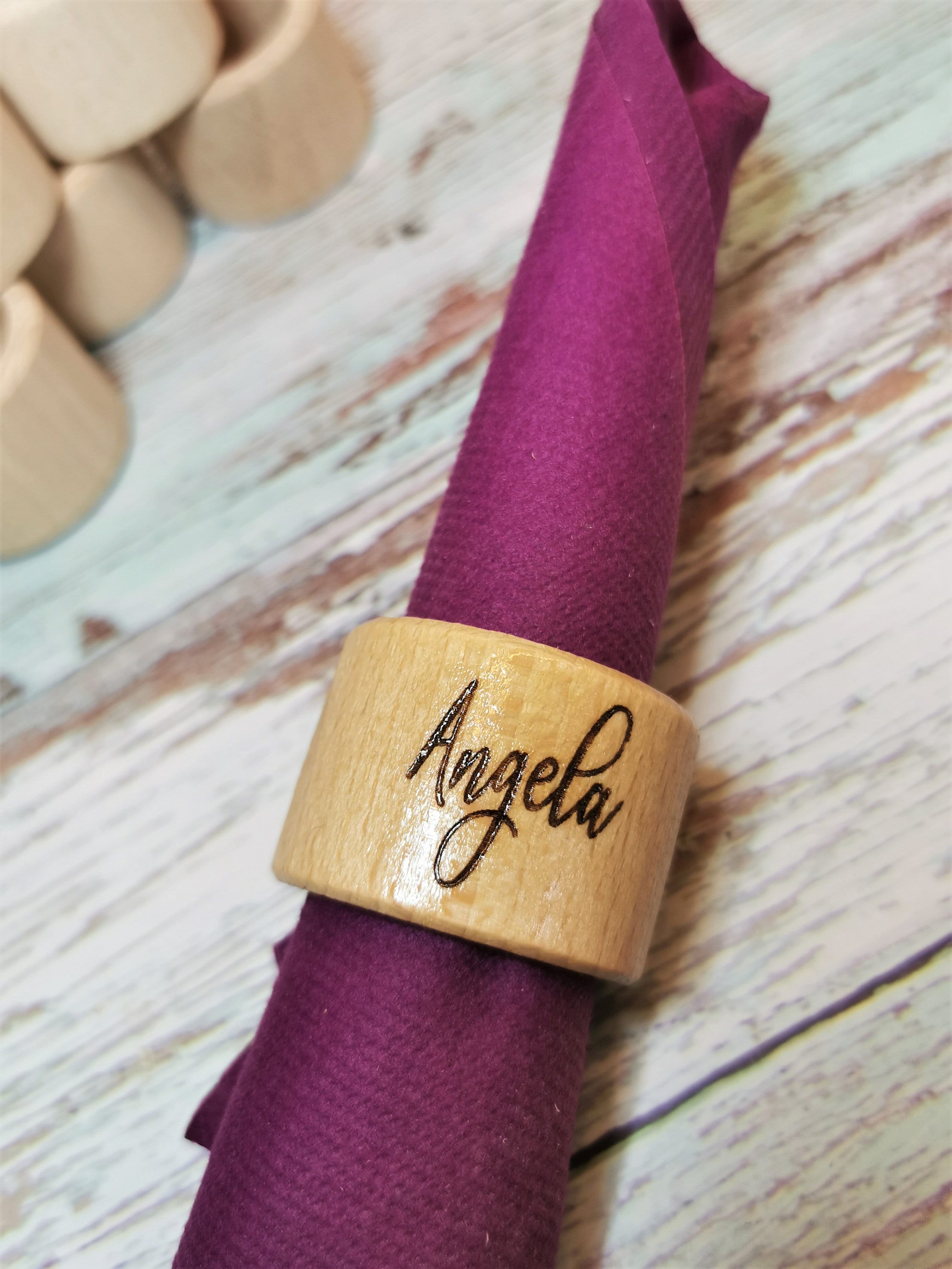 Personalized engraved Wooden Napkin rings / wedding Etsy