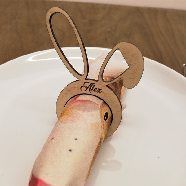 Personalized Easter Bunny Napkin rings/Easter table accessories / bunny wooden napkin rings/ kitchen decor / table place cards