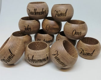 Personalized engraved Wooden Napkin rings / wedding accessories / home decor / kitchen decor / housewarming gift / personalized gift idea