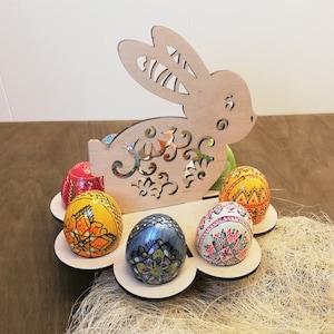 Wooden Easter Egg holder/ egg display / kinder egg holder / Easter decoration / Easter table decoration / Easter decor / Easter bunny/rabbit