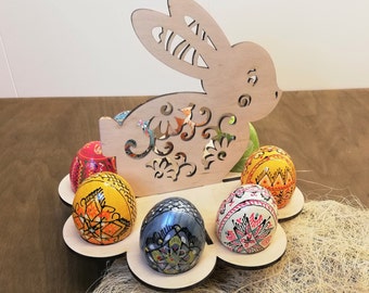 Wooden Easter Egg holder/ egg display / kinder egg holder / Easter decoration / Easter table decoration / Easter decor / Easter bunny/rabbit