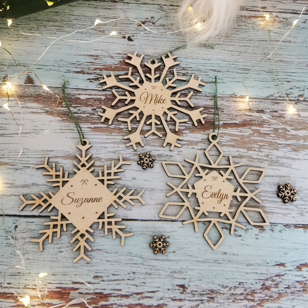 Personalized Wooden Christmas decorations, Christmas ornaments, Christmas tree decorations,  Snowflake ornaments, mitbringsel weihnachten