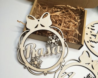 Personalized Wooden Christmas decorations, Christmas ornaments, Christmas tree decorations,  Snowflake ornaments