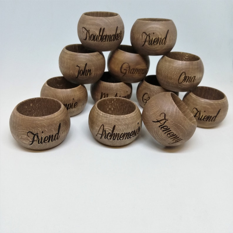 Personalized engraved Wooden Napkin rings/ Set of 12 Etsy