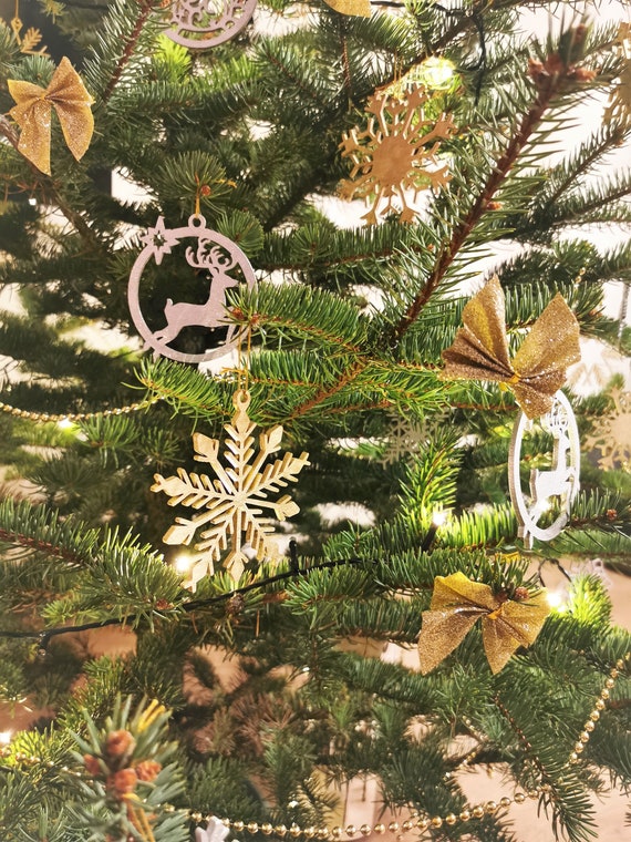 BRAND NEW - SET OF 3 - Wood Snowflake Christmas Ornament - 12 Diameter