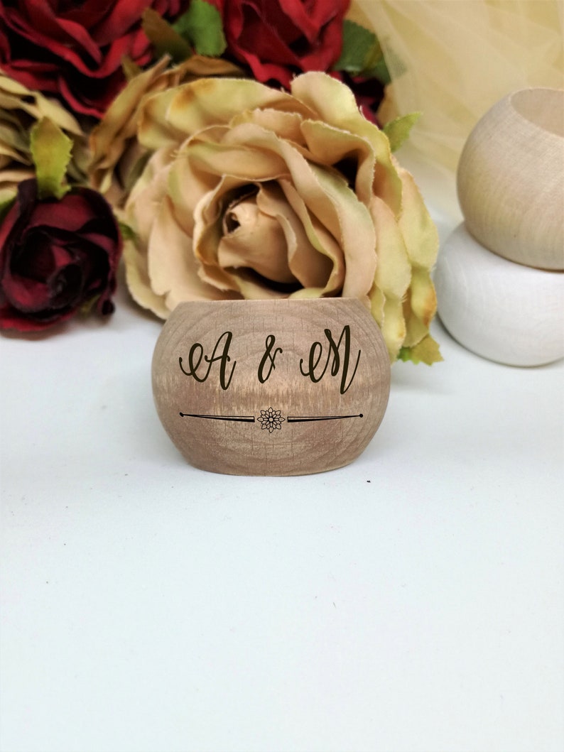 Personalized Wooden Napkin rings / wedding accessories / home decor / kitchen decor / housewarming gift / personalized gift idea image 2