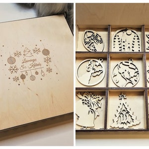 Sperrholz Weihnachtsdekoration mit Box, Weihnachtsschmuck, Weihnachtsbaumschmuck