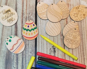 DIY Easter ornaments 20 designs for paint with fiber pens, Easter decorations, Eggs ornaments, engraved Easter home decor