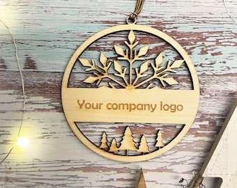 Custom Corporate Ornament, Company logo christmas baubles, Gift Tag 2023 with custom logo, christmas decoration with logo