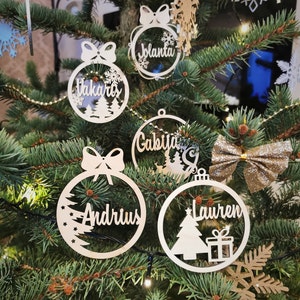 Personalized Wooden Christmas decorations 9 designs, Christmas ornaments, mitbringsel weihnachten,  Snowflake ornaments
