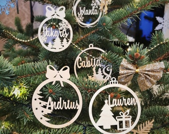 Personalized Wooden Christmas decorations 9 designs, Christmas ornaments, mitbringsel weihnachten,  Snowflake ornaments