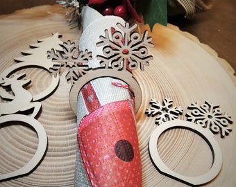 Christmas napkin rings set 6/personalized/Christmas place card/Christmas table accessories/table place cards/rustic Christmas decor/