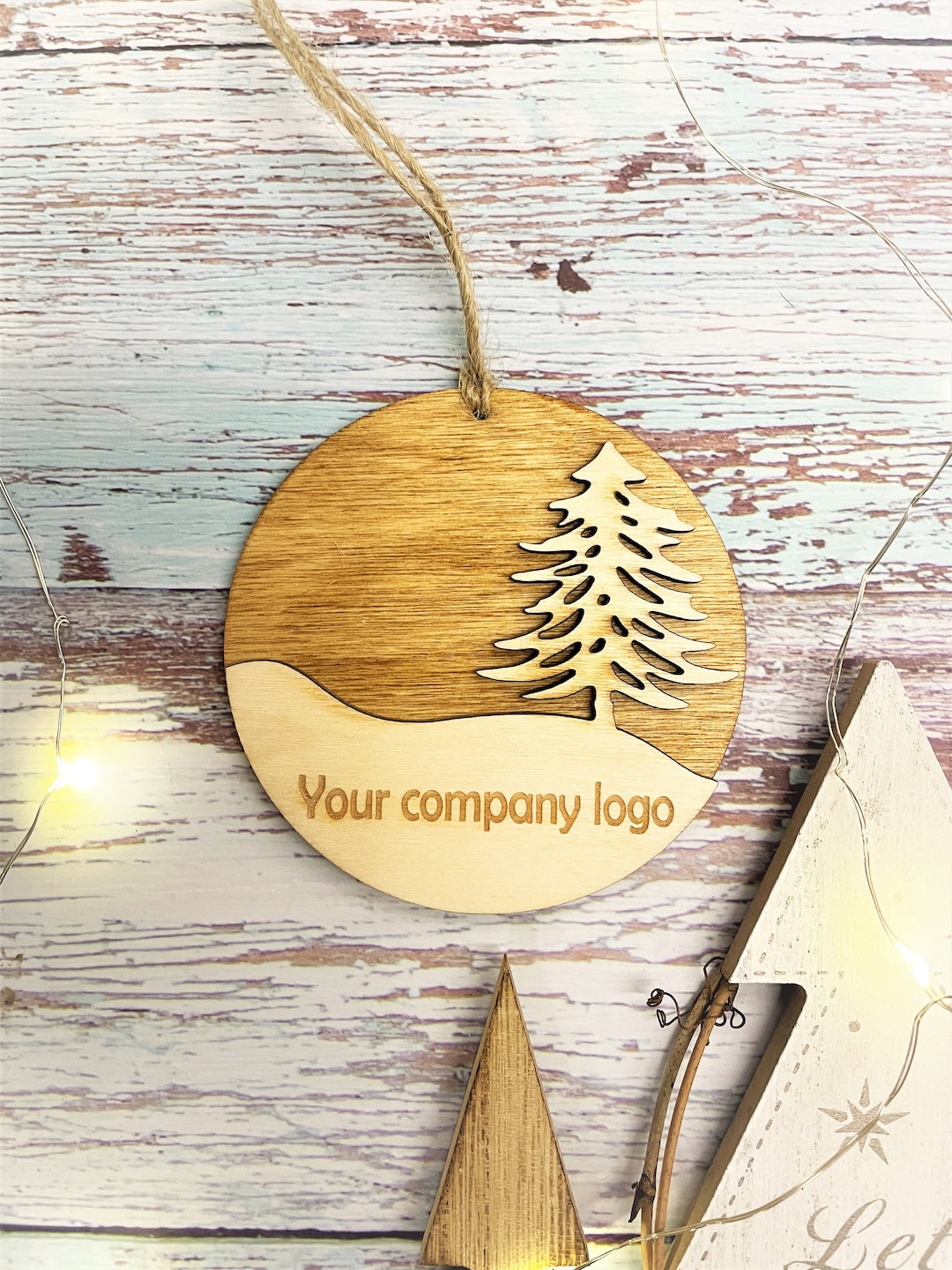 Custom Corporate Ornament, Company Logo Christmas Baubles, Gift Tag 2023 With Custom Logo