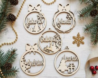 Personalized Wooden Christmas decorations 9 designs, Christmas ornaments, mitbringsel weihnachten,  Snowflake ornaments