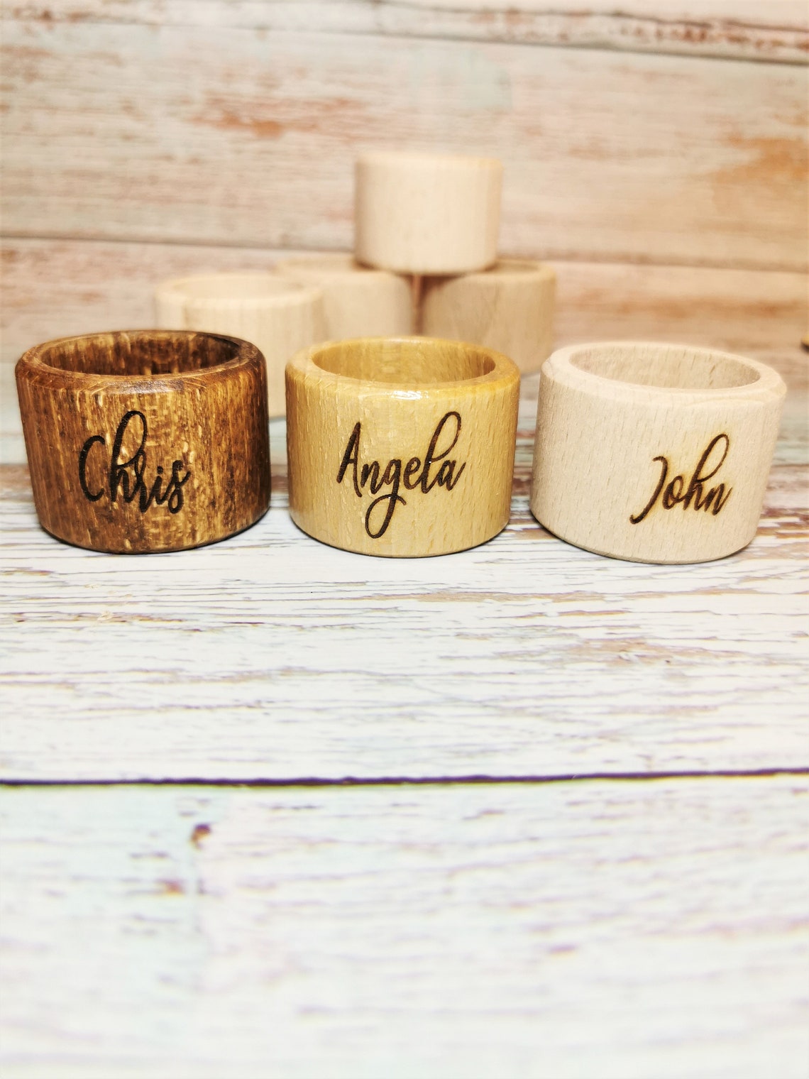 Personalized Wooden Napkin Rings / Wedding Accessories / Home Decor ...