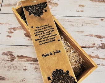 Personalized wooden wine box / wedding gift / anniversary gift / christmas gift / valentine's gift / housewarming gift / personalized gift