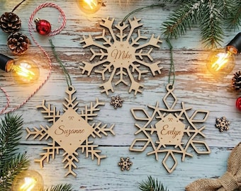Personalized Wooden Christmas decorations, Christmas ornaments, Christmas tree decorations,  Snowflake ornaments, mitbringsel weihnachten
