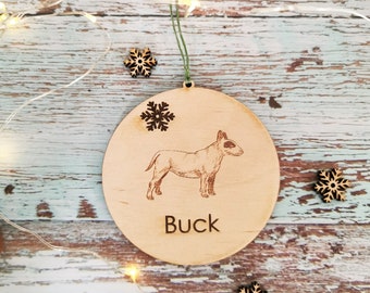 Personalized dog ornament, engraved dog Christmas decoration, laser cut dog silhouette, plywood Christmas tree decoration, gift for dog