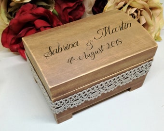 Personalized Wedding Ring Box / Ring Bearer Box / Ring Holder / wooden ring box / rustic wedding / rustic ring box / ring bearer pillow /