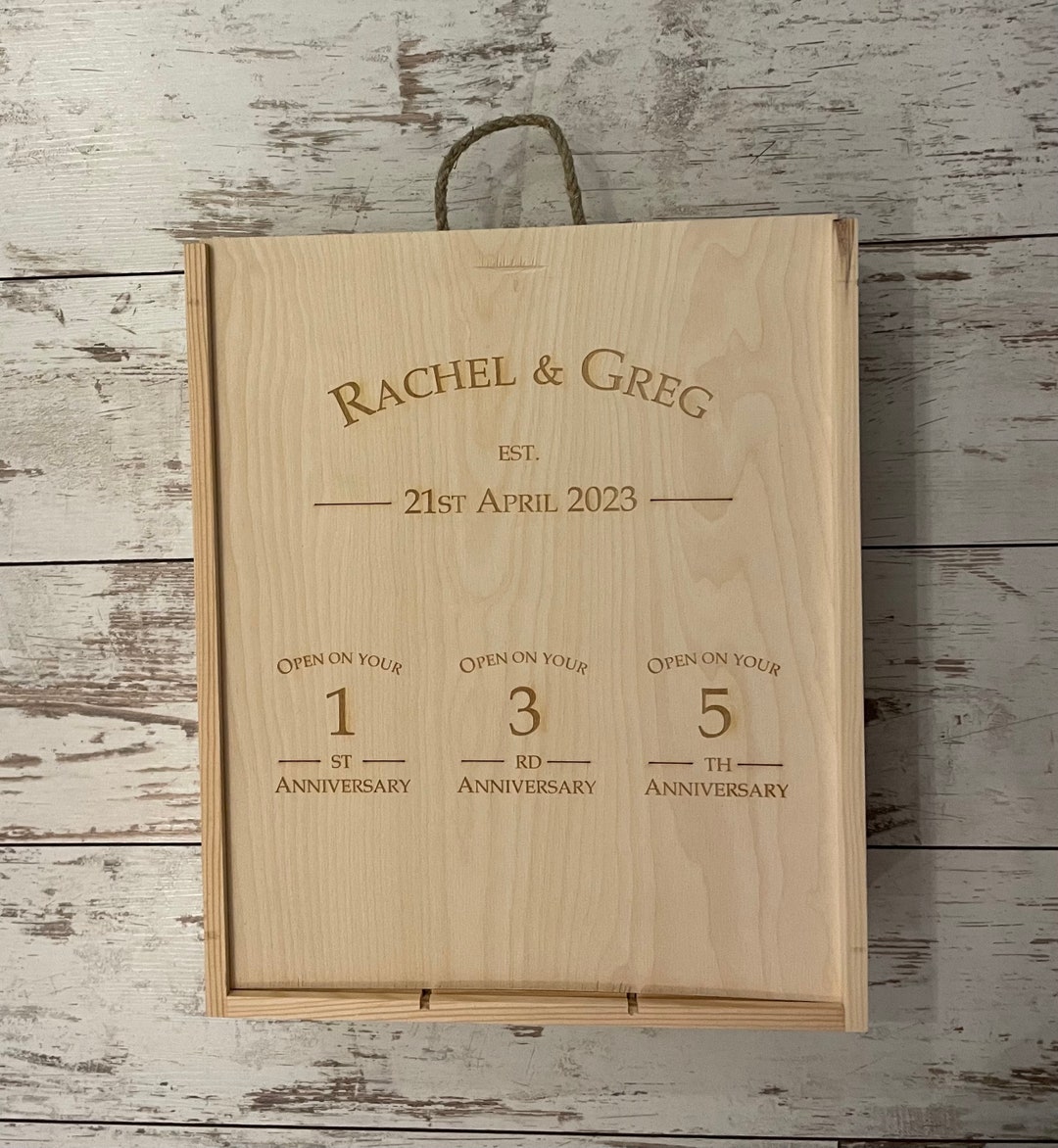 Personalized Wooden Wine Box 3 Bottle/ Wedding Gift / Anniversary ...
