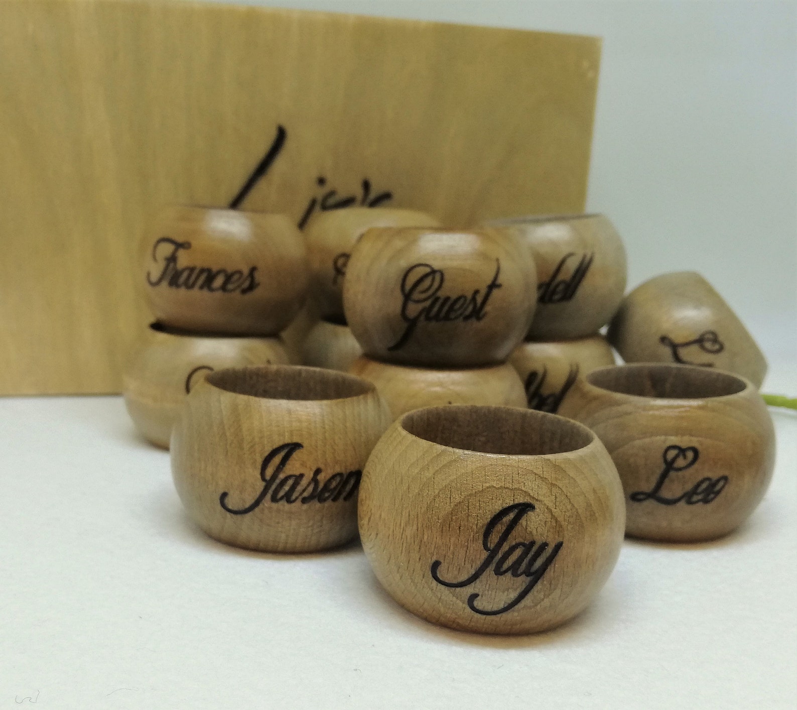 Personalized Wooden Napkin Rings With Box /engraved Etsy Australia