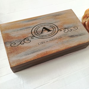 Personalized Cigar box Groomsman gift