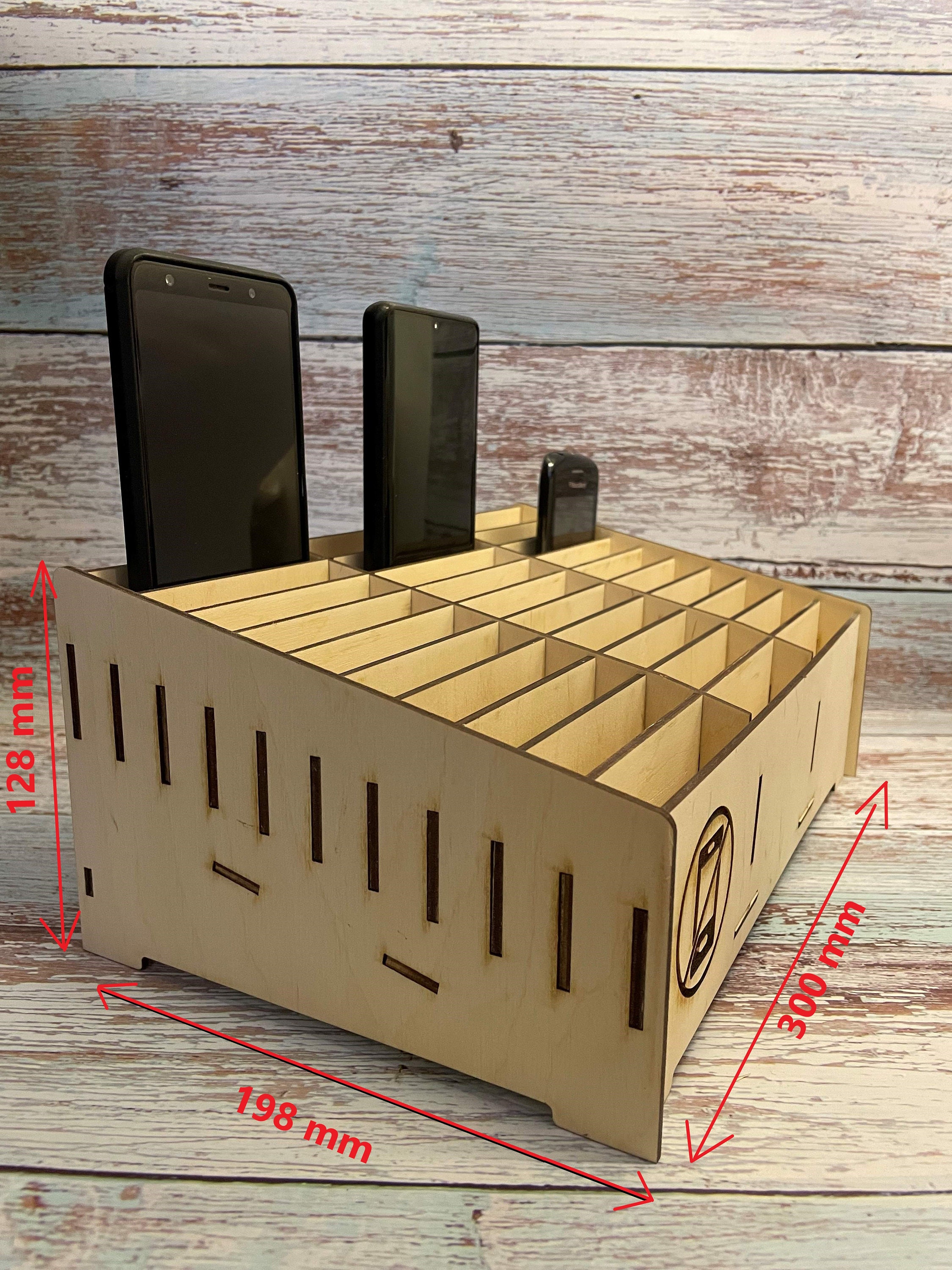 IMIKEYA Handygarage Holz - 30 Fächer Handy Aufbewahrung Für Klassenzimmer & Büro