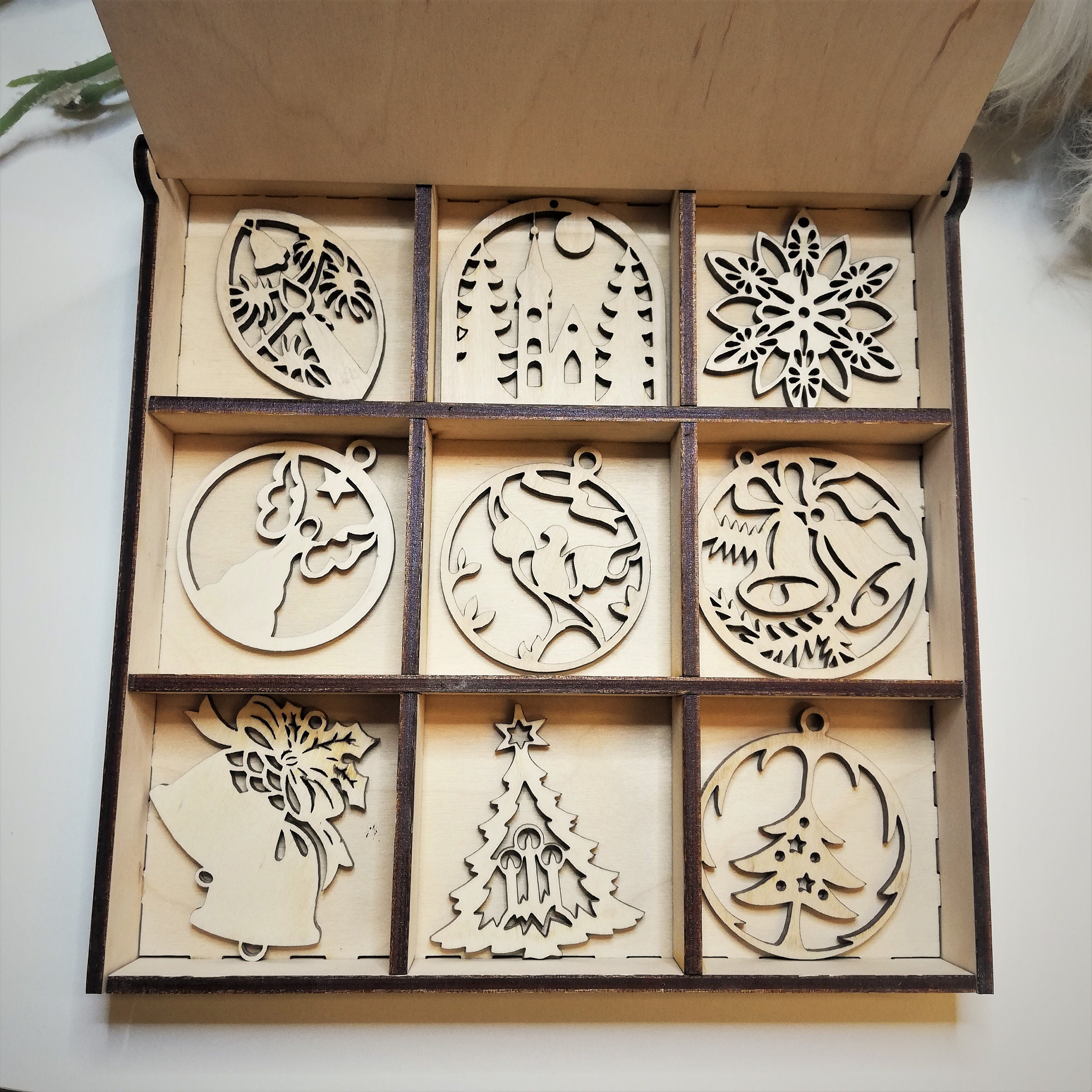 Plywood Christmas Decorations With Box Christmas Ornaments Etsy