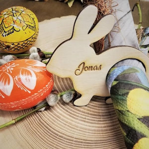 Personalized Easter Bunny Napkin rings/Easter table accessories / bunny wooden napkin rings/ kitchen decor / table place cards
