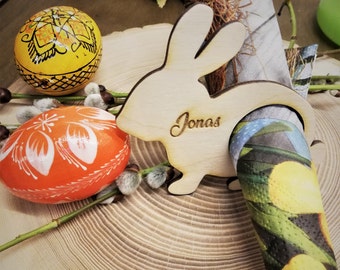 Anelli di tovagliolo del coniglietto di Pasqua personalizzati/accessori per la tavola di Pasqua/portatovaglioli in legno coniglietto/arredamento della cucina/segnaposto da tavola