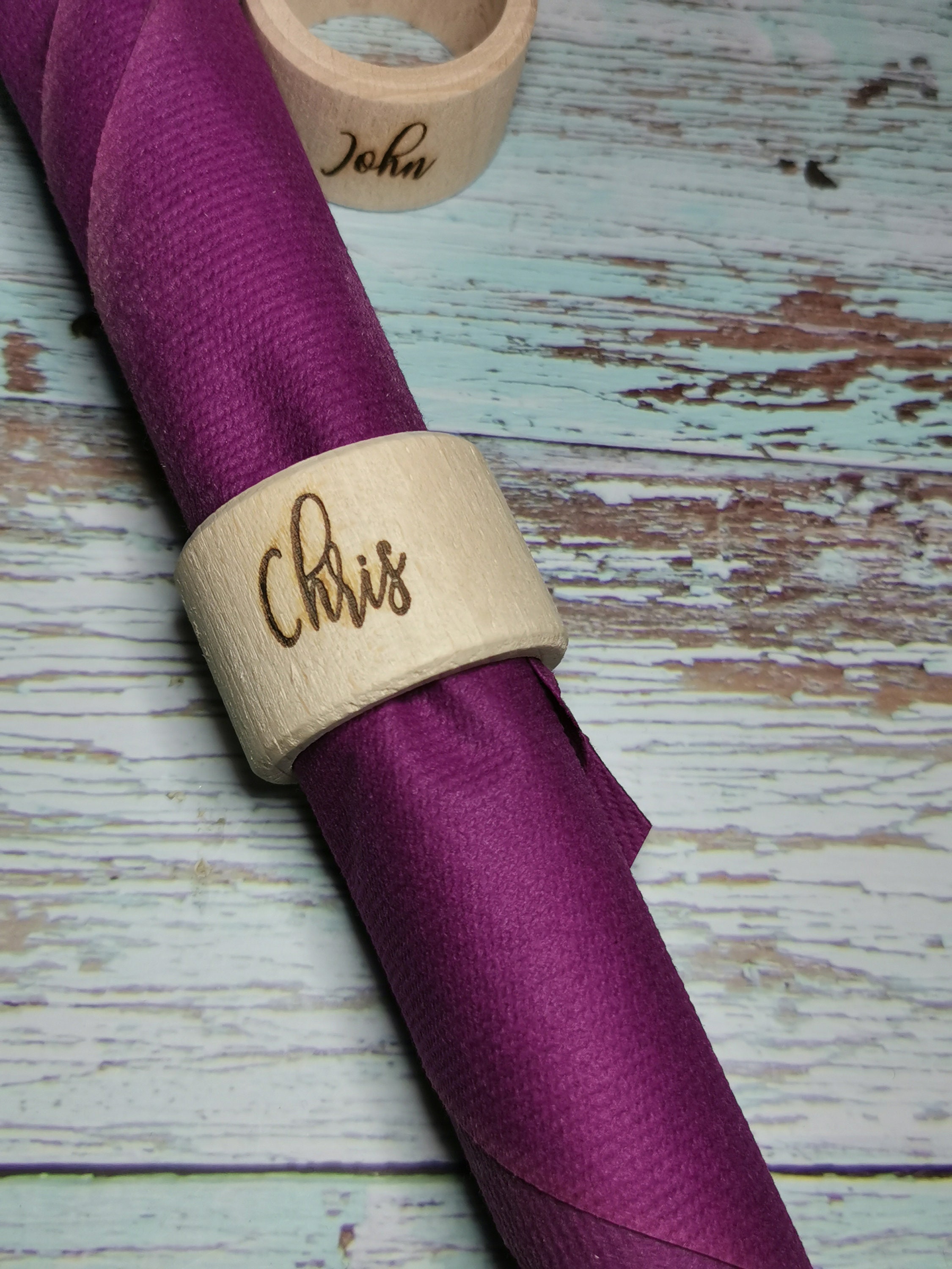 Personalized Wooden Napkin Rings / Wedding Accessories / Home Decor ...