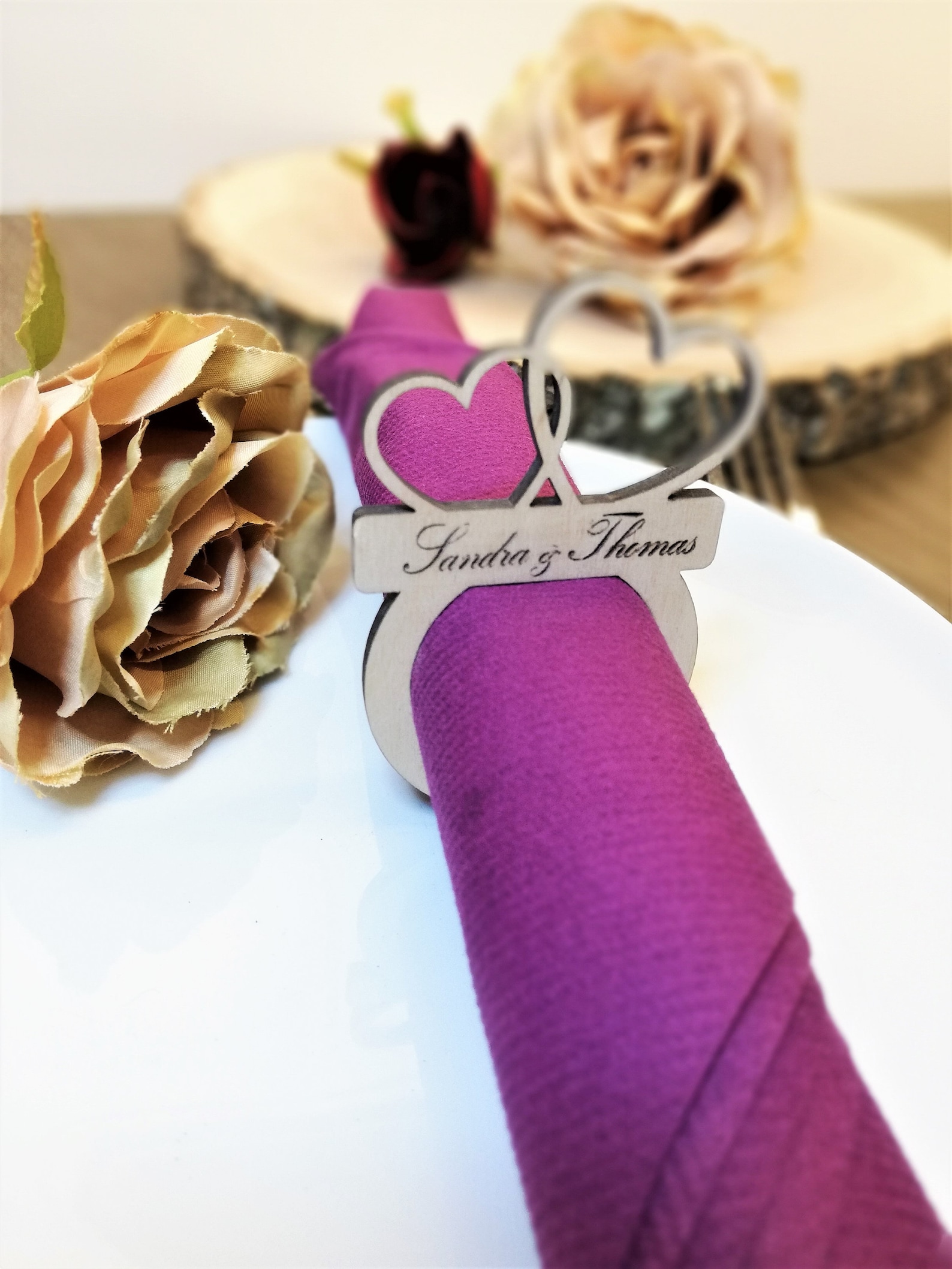 Personalized Wedding Napkin Rings Set of 6/wedding Table | Etsy