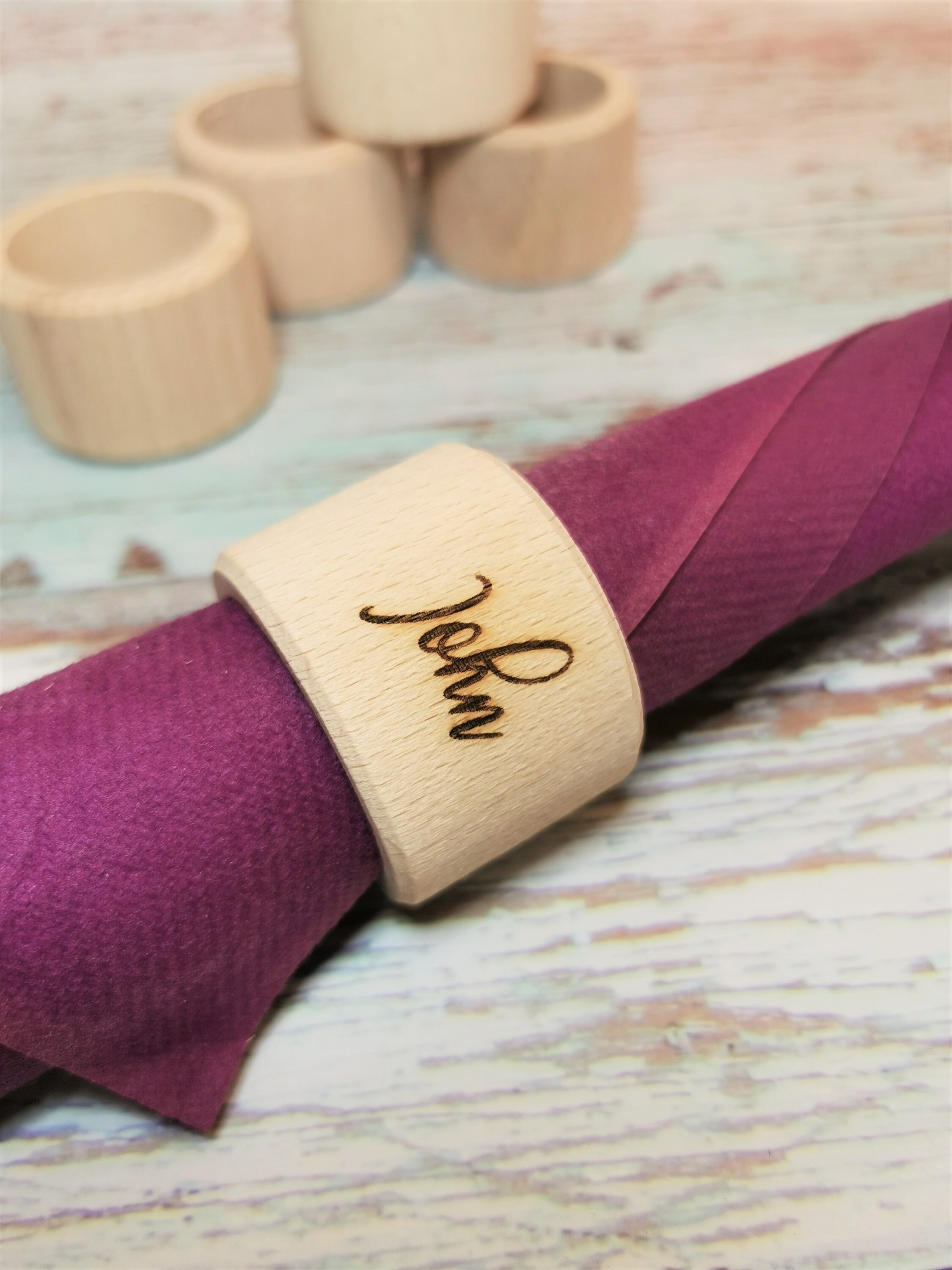 Personalized Wooden Napkin rings / wedding accessories / home Etsy