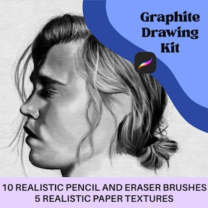 Pincel de lápiz realista para dibujo digital Procreate, juego de grafito para iPad, paquete de bocetos, herramienta de difuminado, pincel de textura