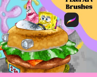 Pincel de Pixel Art para videojuegos digitales Procreate, juego de letras retro, herramientas de pintura para iPad para niños, arte Tamagotchi para regalo infantil