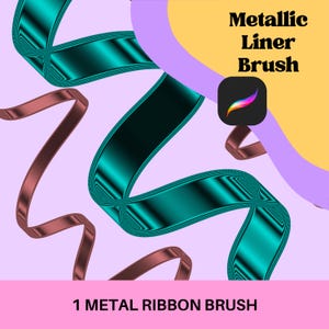 Metal Lettering Brush for Procreate Metallic Font Ribbon Lettering Shiny Digital Art Bright Drawing for iPad Gilded Brush