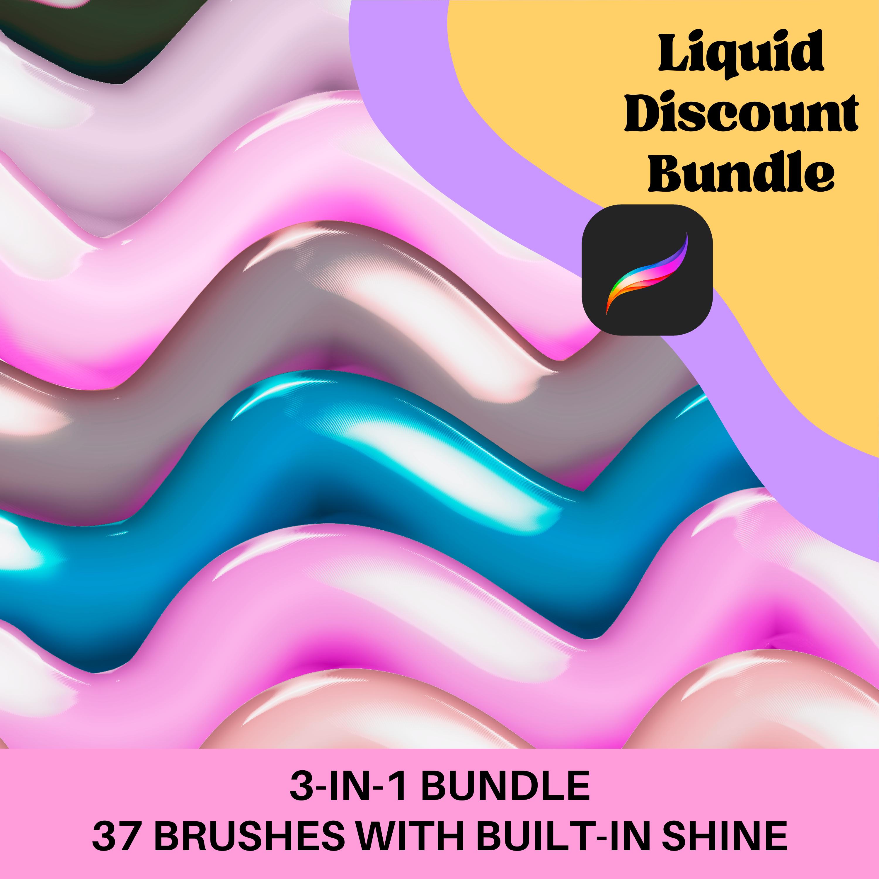 Pinceles Líquidos 3D para Procreate Bundle – Set de Lettering brillante y realista (Luxury Liquids, Silicone, Silk) 3 en 1