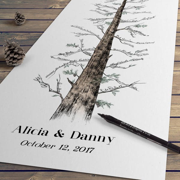 Rustic Wedding Guest Book - Matrimonio di campagna, Guestbook Alternative, Signature Tree, Pine tree, libro degli ospiti unico, regalo per la casa, casa